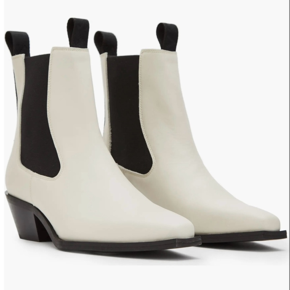 All Saints Women's Vally Black and White Western Chelsea Ankle Boots